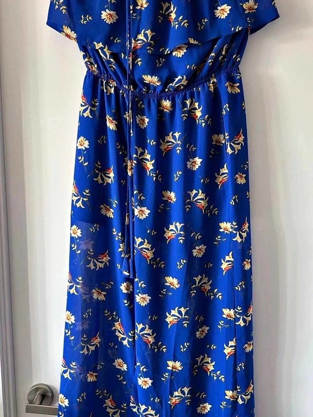 PinkBlush Blue Floral Off Shoulder Maxi Dress Blue & Yellow